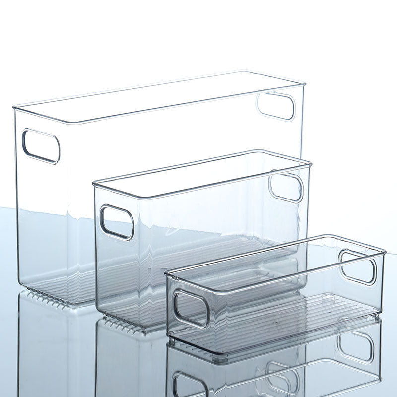 Slim Transparent Storage Box – Narrow Long PET Organizer for Kitchen & Bathroom
