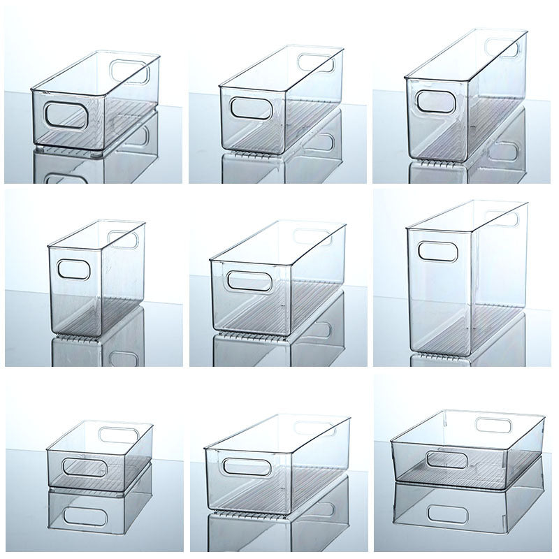 Slim Transparent Storage Box – Narrow Long PET Organizer for Kitchen & Bathroom