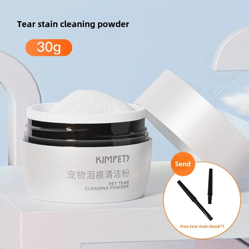 Pet Tear Stain Remover Powder for Dogs and Cats – Gentle Eye Cleaning Powder with Tear Stain Brush (30g)