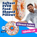 3D Sprinkle Donut Throw Pillow - Made with Super Soft & Ultra Premium Fabric - Cute, Comfortable, Plush Stuffed Doughnut Cake