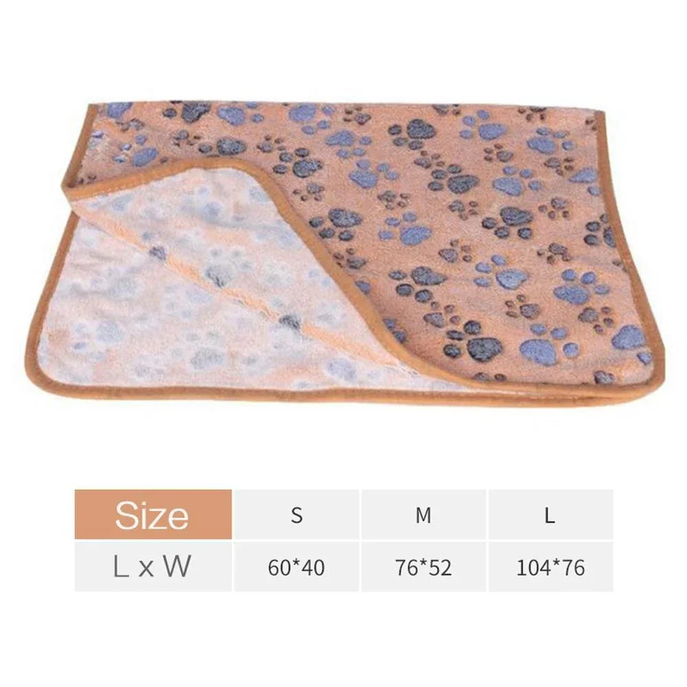 Soft Paw Print Pet Blanket for Dogs and Cats | Coral Fleece Warm Sleeping Pad All Seasons