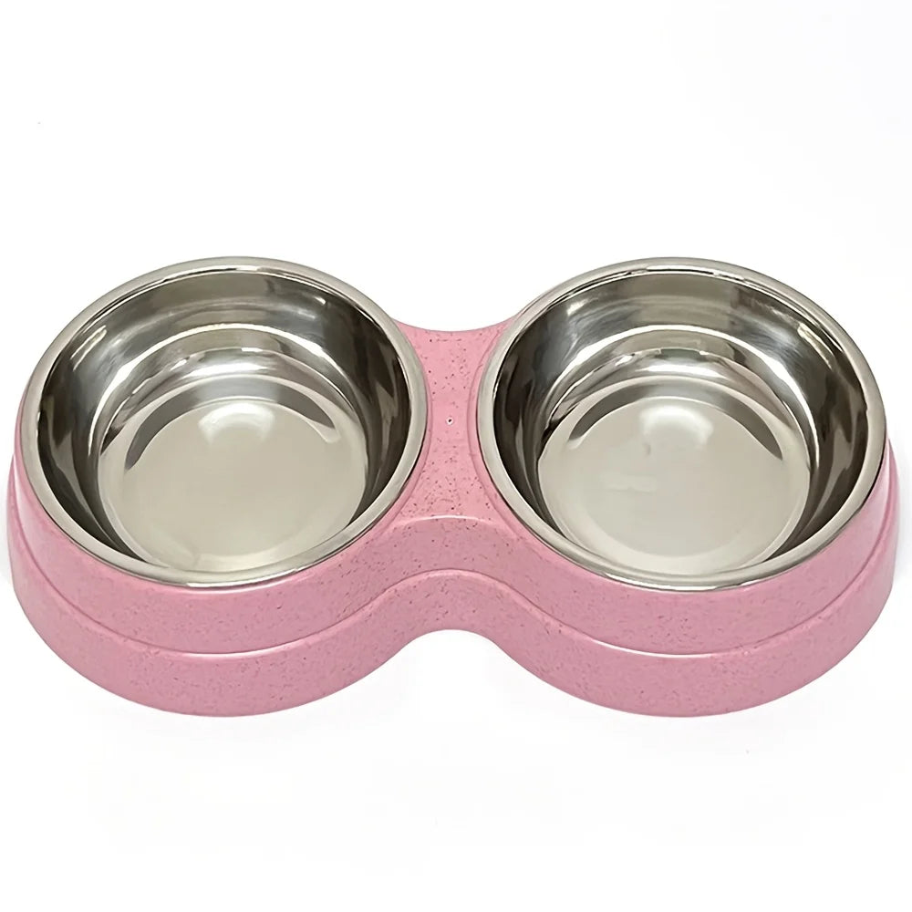 Double Stainless Steel Pet Bowls with Non-Slip Base (Food & Water)