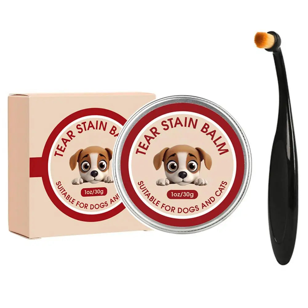 Pet Tear Stain Remover Paste for Dogs and Cats – Gentle Eye Cleaner and Eye Booger Remover with Soft Brush