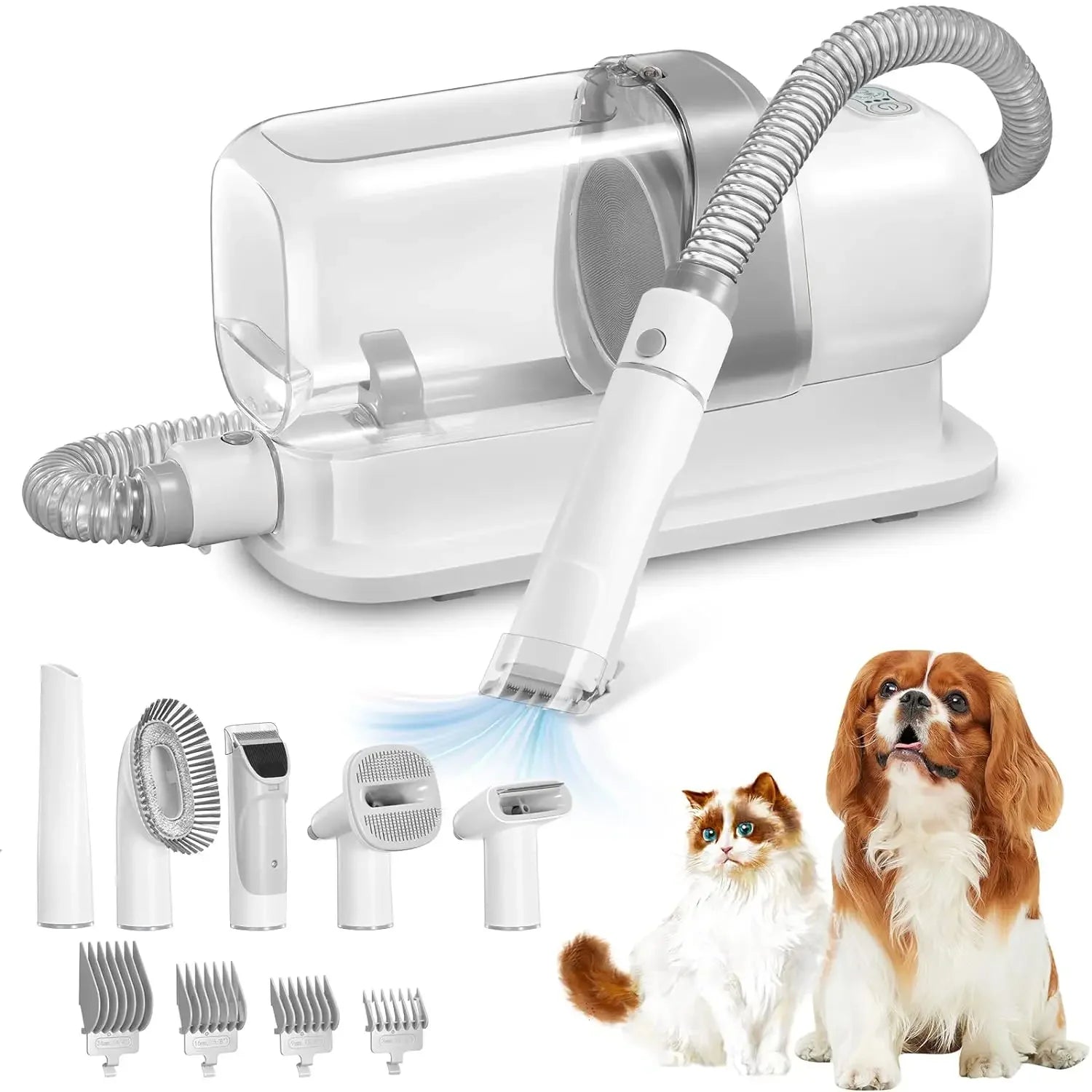 Pet Grooming Vacuum Kit 2.3L | Dog Hair Vacuum & Low Noise Grooming Clipper Set