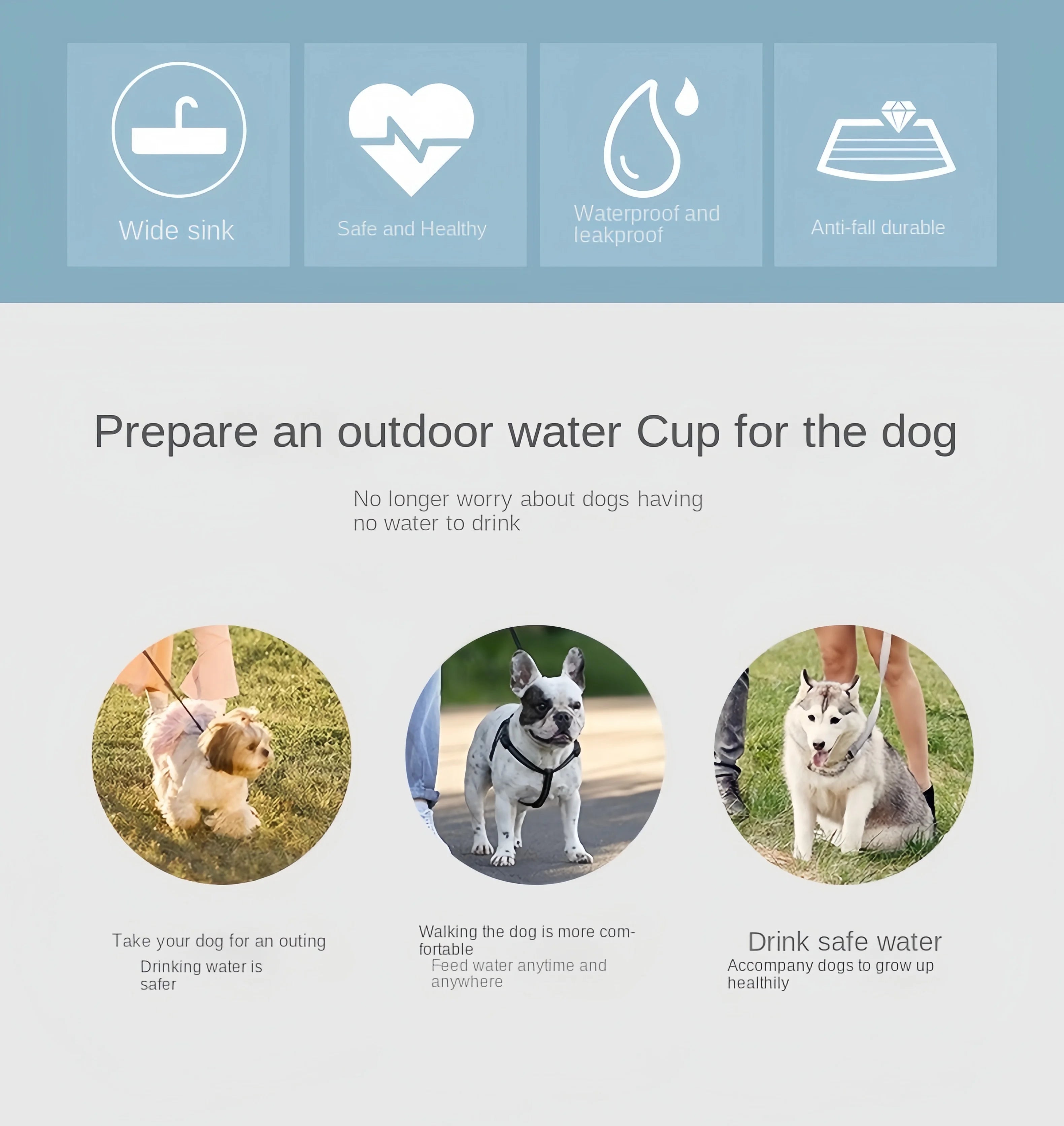 Portable Dog Water Bottle with Food Storage – Travel Feeder Bowl for Dogs & Cats