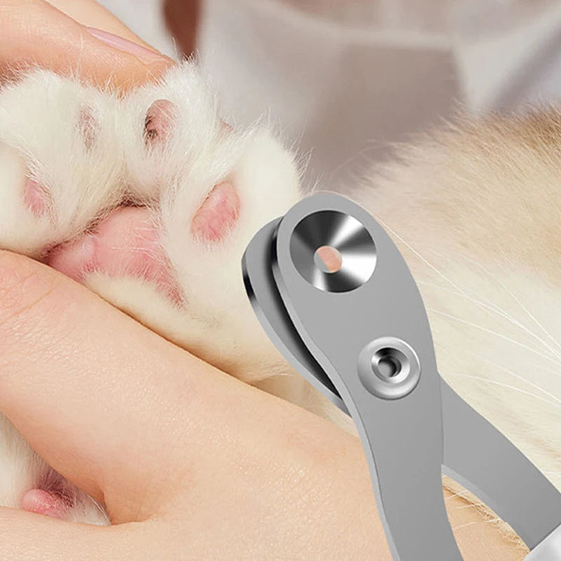 Circular Hole Pet Nail Scissors – Professional Dog & Cat Nail Clippers, Safe & Easy Toe Claw Trimmer for Small Pets, Anti-Slip Pet Grooming Tool