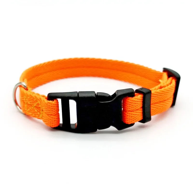 Solid Color Dog Collar for Small and Medium Dogs | Quick Release Adjustable Puppy Training Collar for Teddy Bichon Cats