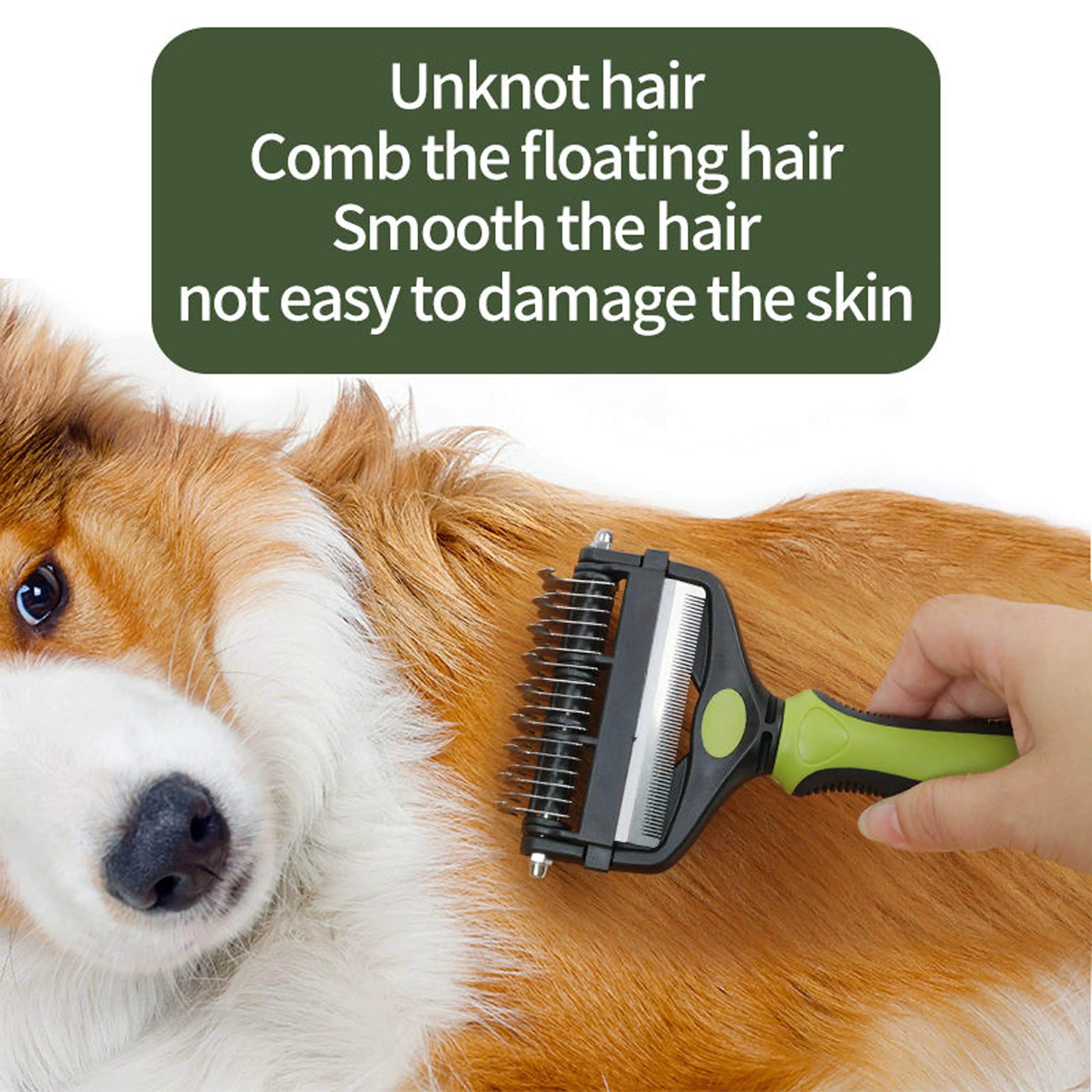 3-in-1 Pet Deshedding Brush | Dog & Cat Hair Remover, Knot Cutter & Grooming Comb