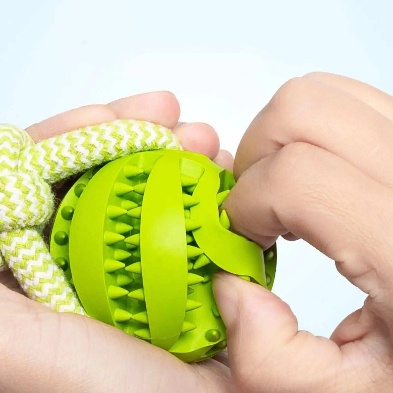 Interactive Cotton Rope Treat Ball Dog Toy – Bite Resistant Teeth Cleaning Training and Puzzle Feeding Toy