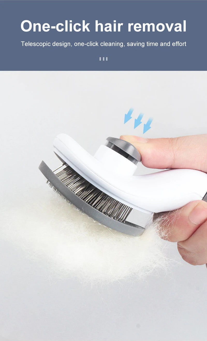 Dog & Cat Grooming Brush – Stainless Steel Pet Hair Remover & Deshedding Comb