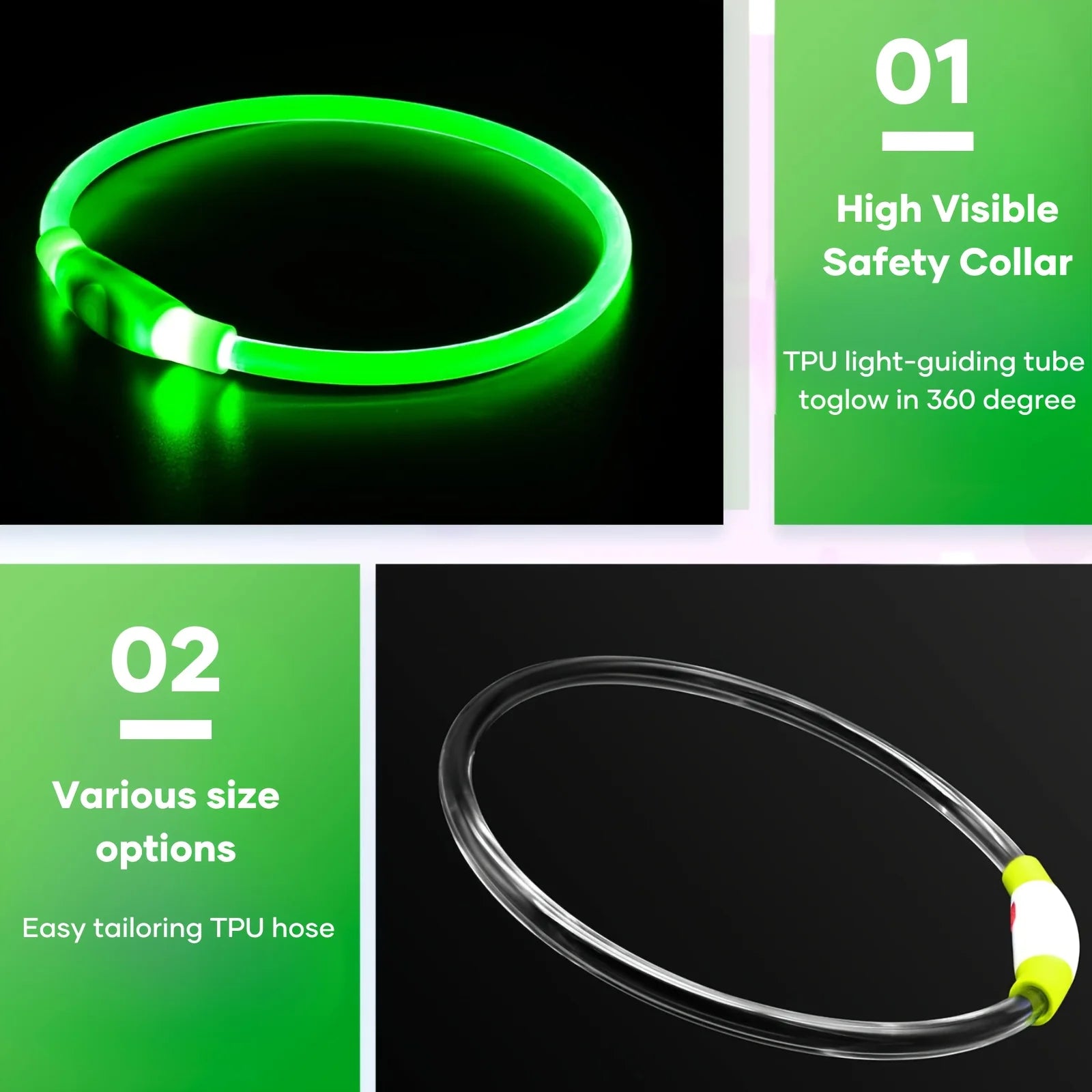 USB Rechargeable LED Dog Collar – Luminous Reflective Anti-Lost Pet Collar for Dogs