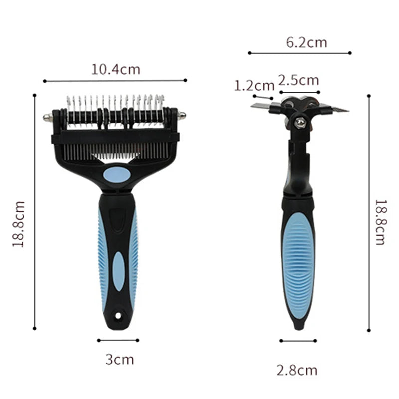 3-in-1 Pet Deshedding Brush | Dog & Cat Hair Remover, Knot Cutter & Grooming Comb
