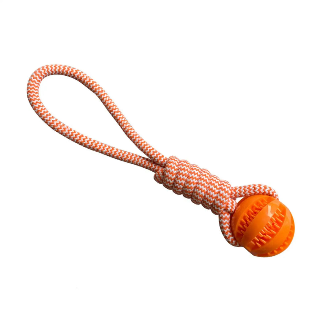 Interactive Cotton Rope Treat Ball Dog Toy – Bite Resistant Teeth Cleaning Training and Puzzle Feeding Toy