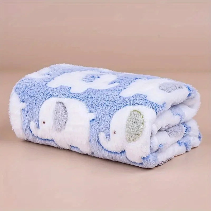 Cartoon Elephant Pet Blanket for Dogs and Cats | Soft Cozy Flannel Throw for Puppies & Kittens