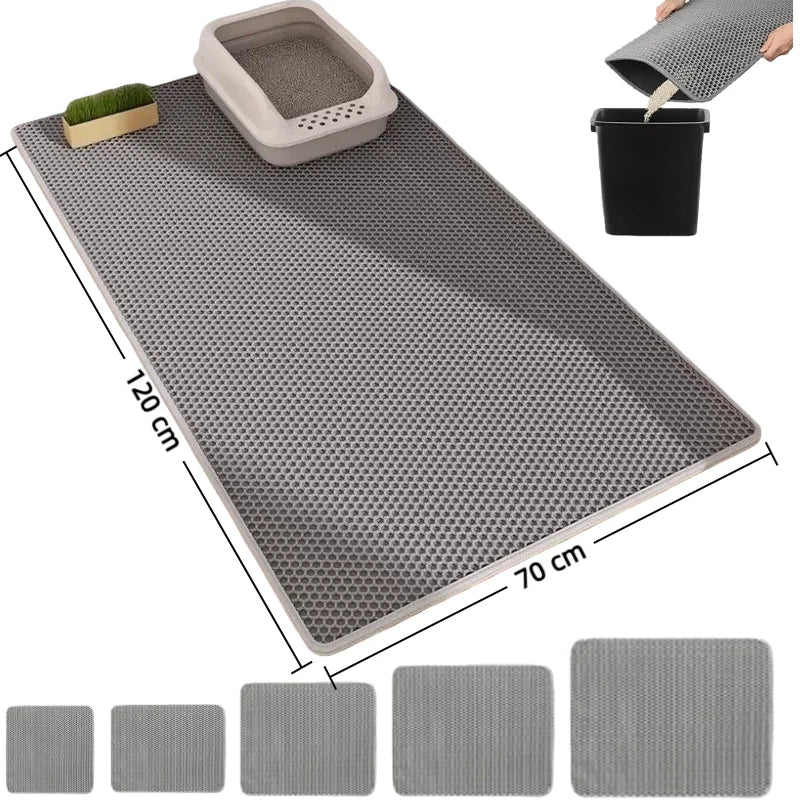Double Layer Cat Litter Mat – Waterproof Non-Slip Litter Trapper Mat with EVA Honeycomb Design for Cat Litter Boxes
