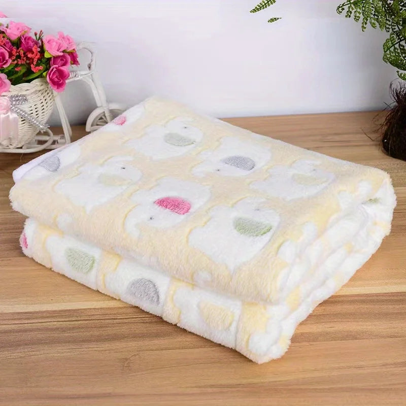 Cartoon Elephant Pet Blanket for Dogs and Cats | Soft Cozy Flannel Throw for Puppies & Kittens