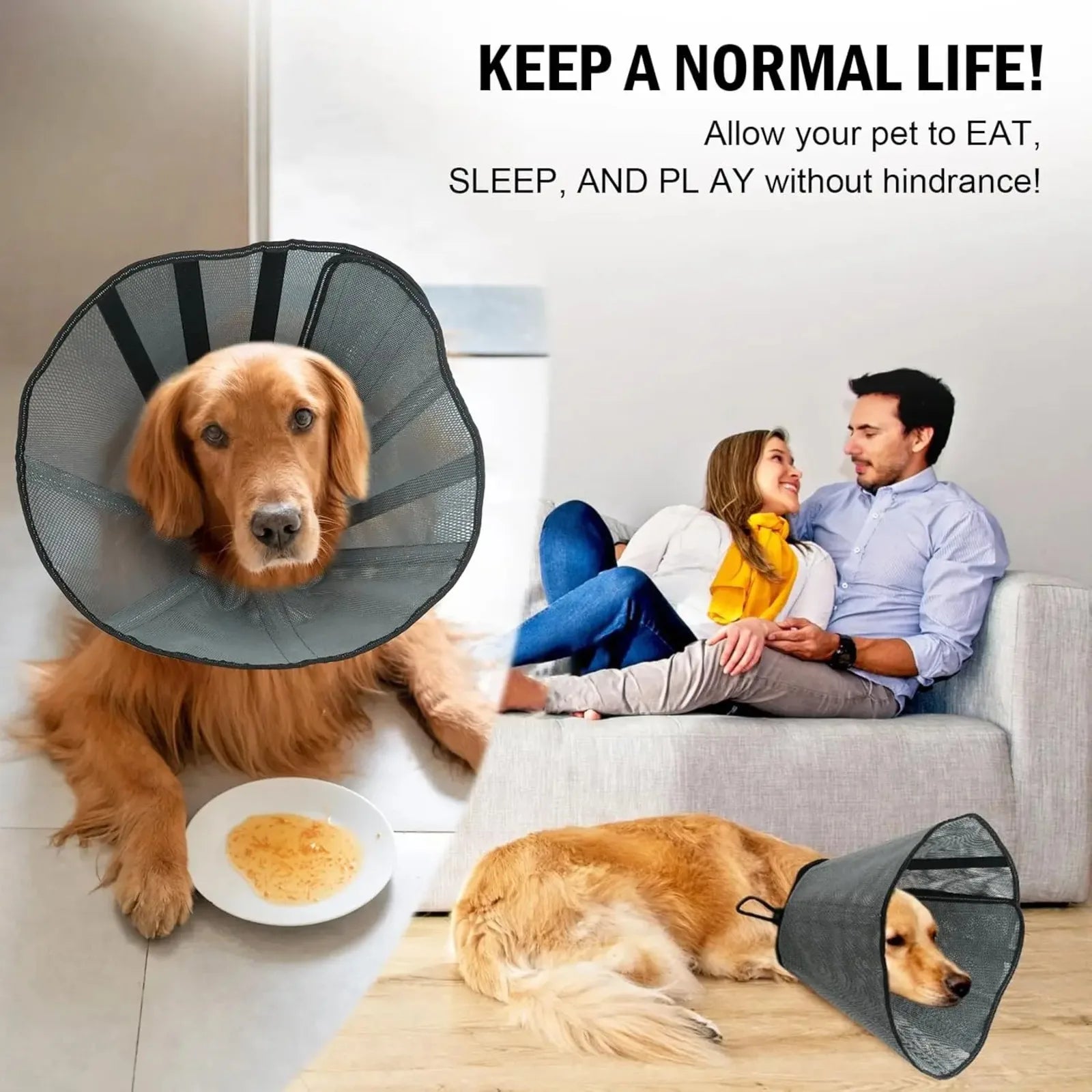 Soft Dog Cone Collar for Large and Extra Large Dogs | Adjustable Recovery E-Collar Alternative After Surgery