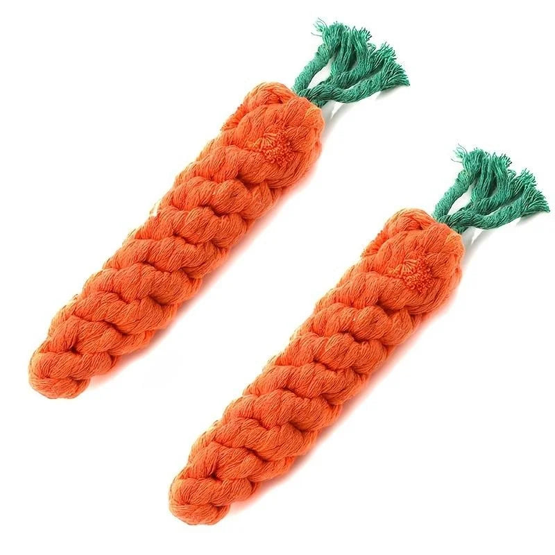 Carrot Shape Cotton Rope Dog Chew Toy for Small Medium Dogs and Cats – Bite Resistant Pet Knot Toy