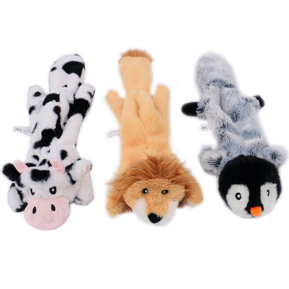 Stuffing-Free Squeaky Dog Toy – Funny Animal Plush Crinkle Toy for Durable Interactive Play