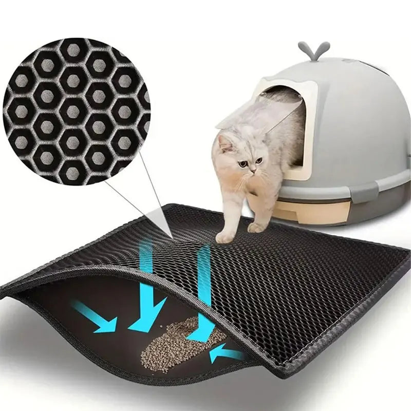 Waterproof Double Layer Cat Litter Mat – EVA Litter Trapping Pad with Non-Slip Design for Cat Litter Boxes