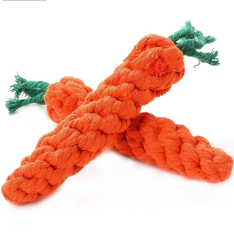 Carrot Shape Cotton Rope Dog Chew Toy for Small Medium Dogs and Cats – Bite Resistant Pet Knot Toy
