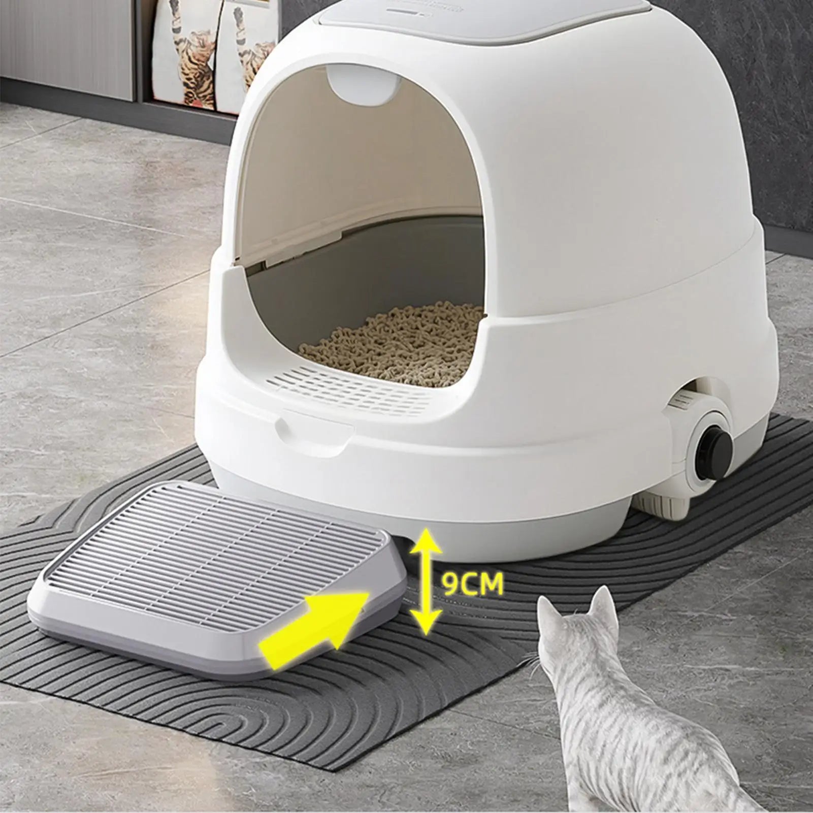 Cat Litter Box Step and Litter Catcher Ramp – Anti-Tracking Non-Slip Litter Mat with Filter Function for Easy Cleaning