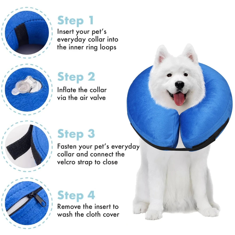 Inflatable Dog Recovery Collar – Soft Protective After Surgery E-Collar for Dogs and Cats