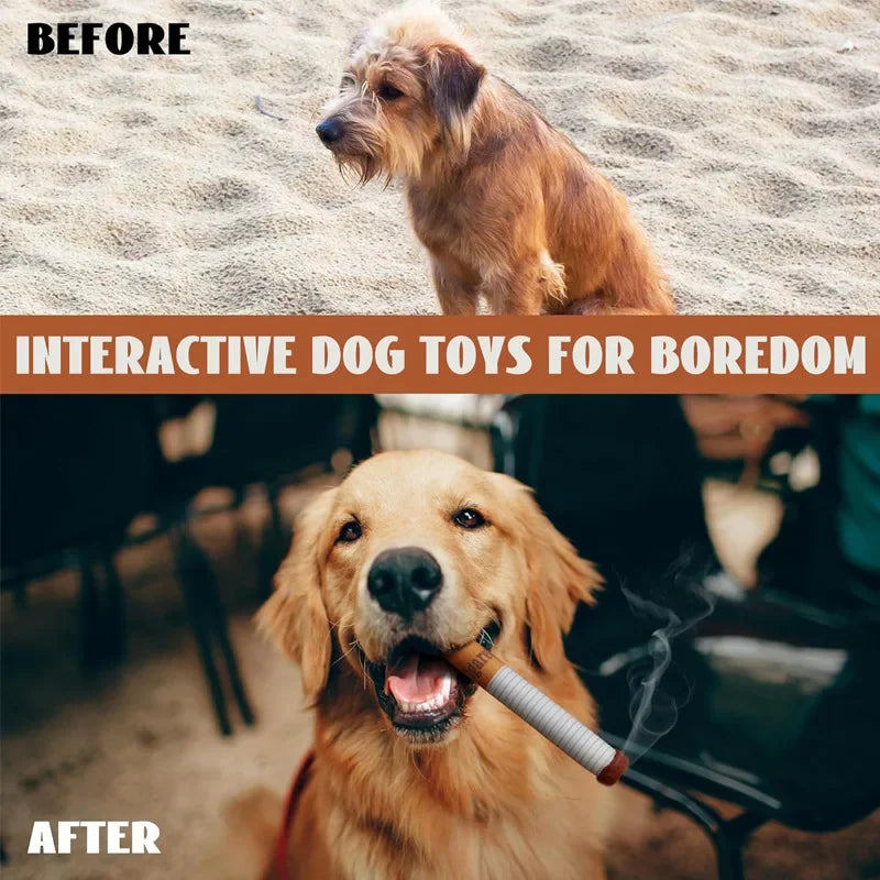 Funny Cigarette Plush Dog Toy – Interactive Squeaky Chew & Teething Toy