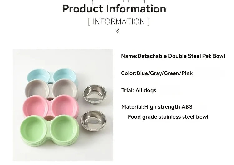 Double Stainless Steel Pet Bowls with Non-Slip Base (Food & Water)