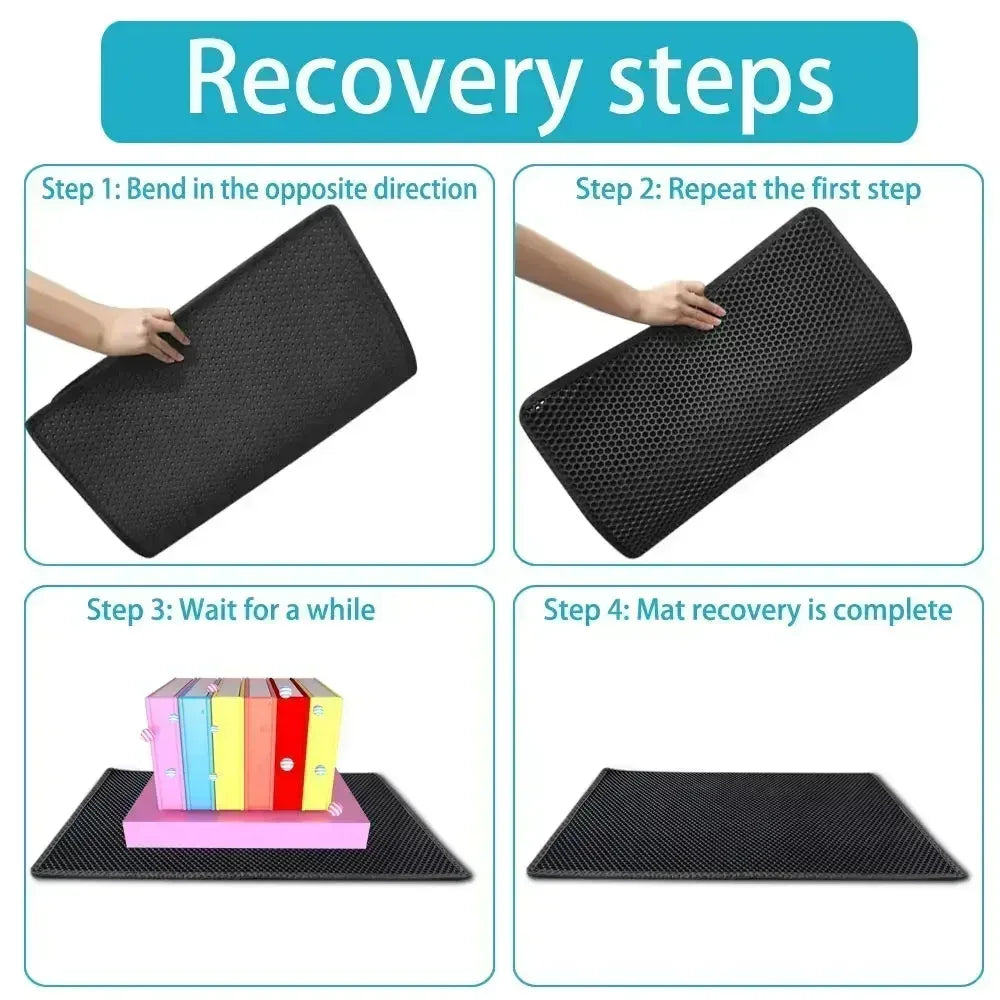 Waterproof Double Layer Cat Litter Mat – Honeycomb EVA Litter Trapping Mat, Non-Slip Washable Pet Toilet Floor Protector