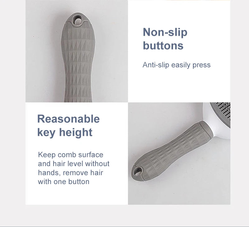 Dog & Cat Grooming Brush – Stainless Steel Pet Hair Remover & Deshedding Comb