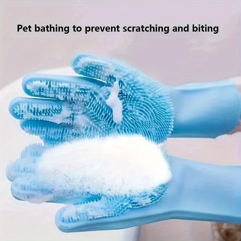 Silicone Pet Grooming Gloves for Dog and Cat Bathing Hair Removal Massage Brush