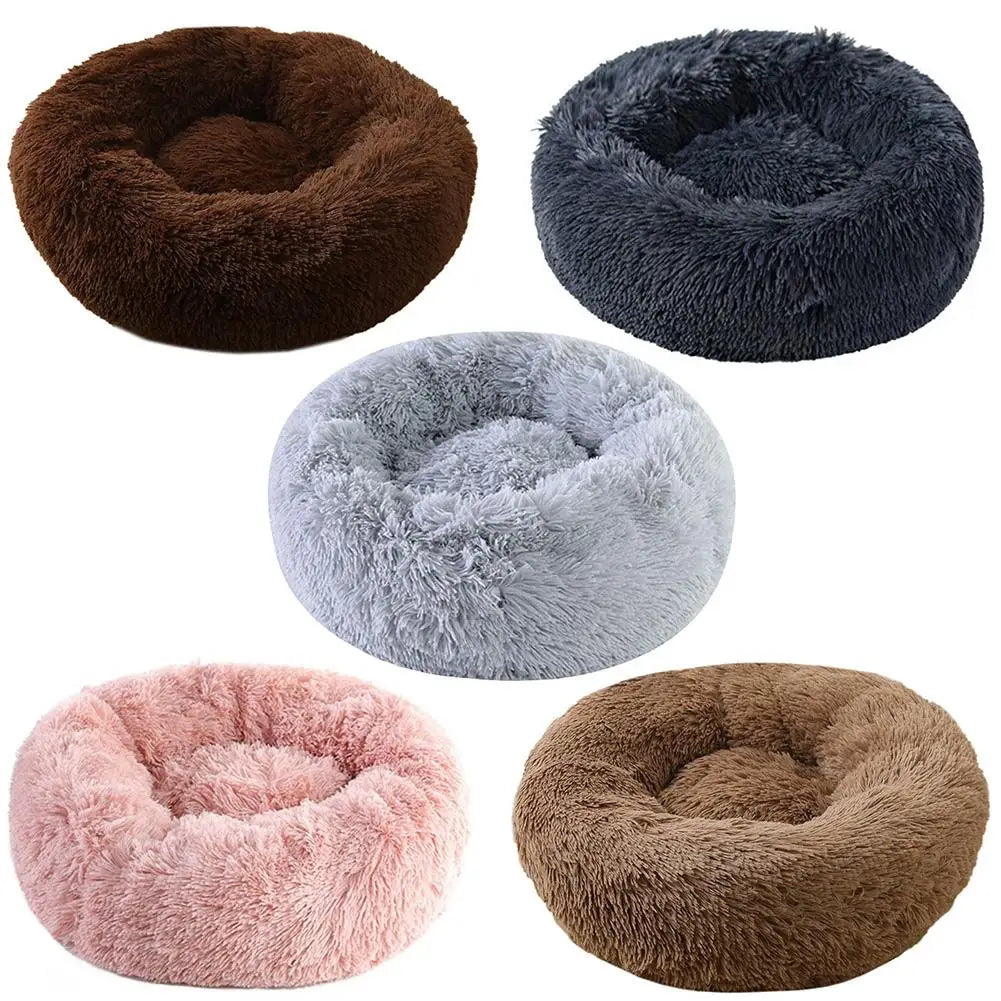 Warm Faux Fur Calming Donut Pet Bed for Cats & Small Dogs – Washable Plush Sleeping Cushion