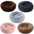 Warm Faux Fur Calming Donut Pet Bed for Cats & Small Dogs – Washable Plush Sleeping Cushion