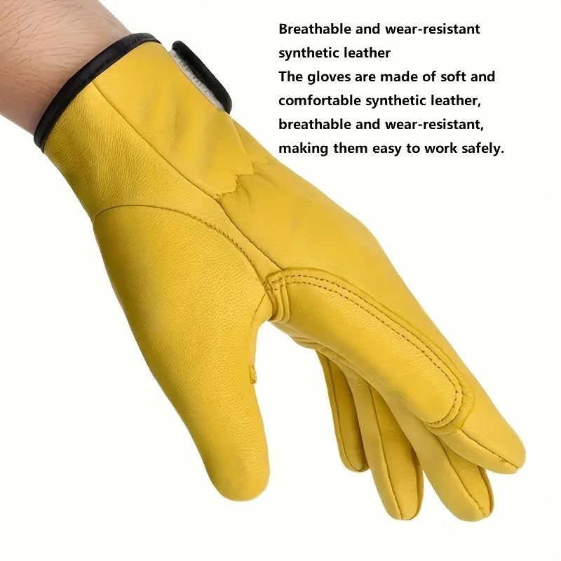 PU Leather Work Gloves for Gardening, Driving, Motorcycle Riding and Welding