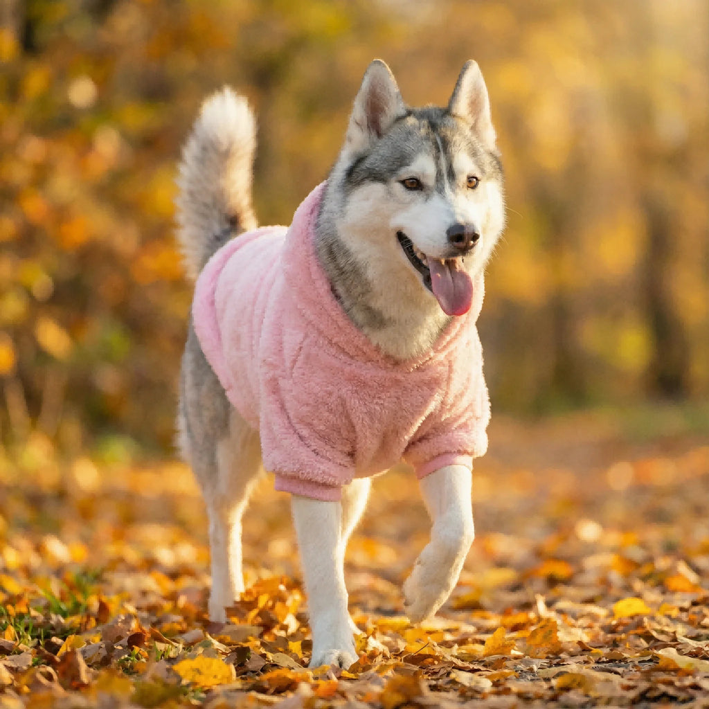 Winter Pet Dog Clothes Fleece Warm Hoodie For Medium Large Dogs Soft Dog Plush Outdoor Coat Labrador Golden Retriever Clothing