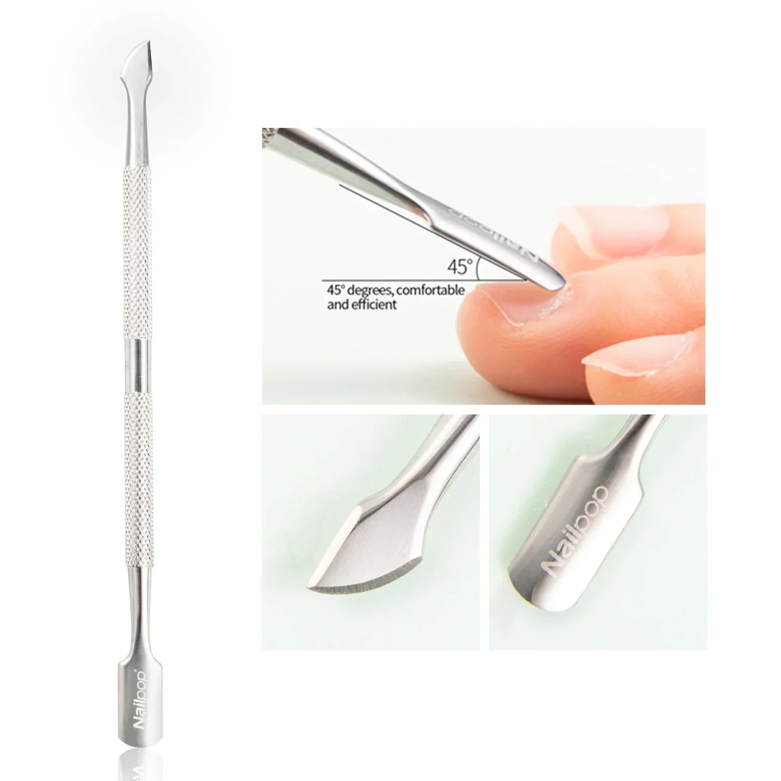 Nailpop Stainless Steel Cuticle Pusher Tool – Professional Nail Cleaner for Manicure & Pedicure, Nail Care & Dead Skin Remover Kit (NT-001-C)