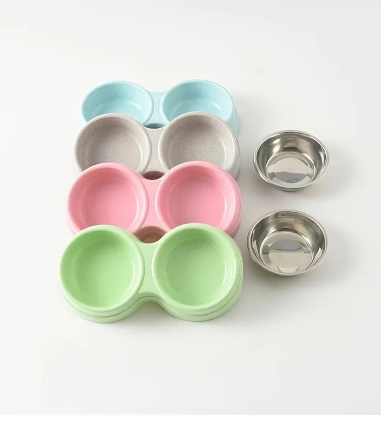 Double Stainless Steel Pet Bowls with Non-Slip Base (Food & Water)