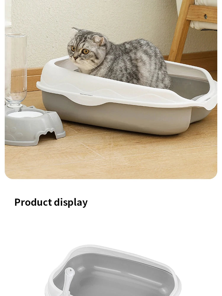 Semi-Enclosed Cat Litter Box – Large Spatter-Proof Cat Toilet with Anti-Tracking Pedal and Open Ventilation Design