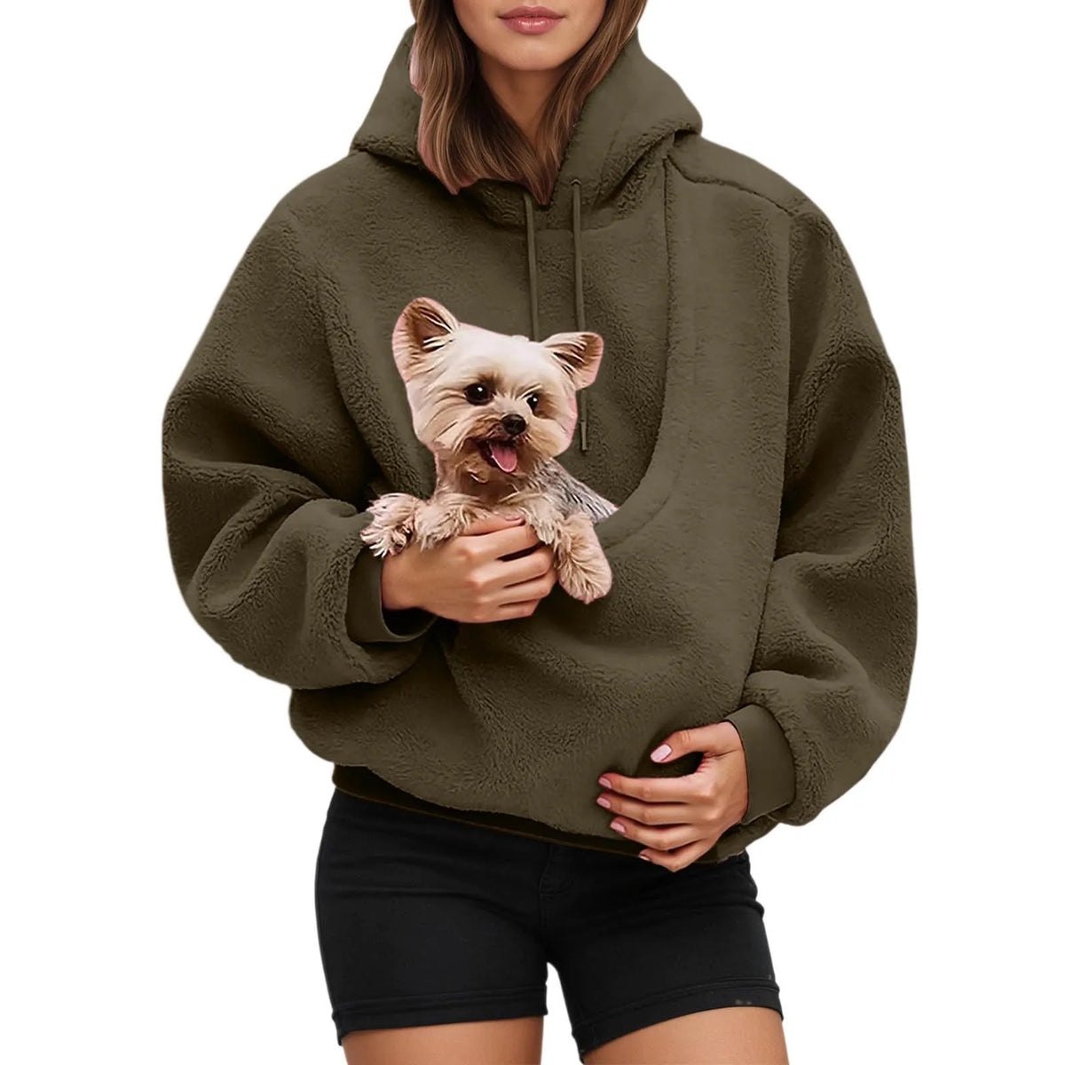 Pet Carrier Hoodie for Small Dogs | Women's Oversized Fleece Sweatshirt