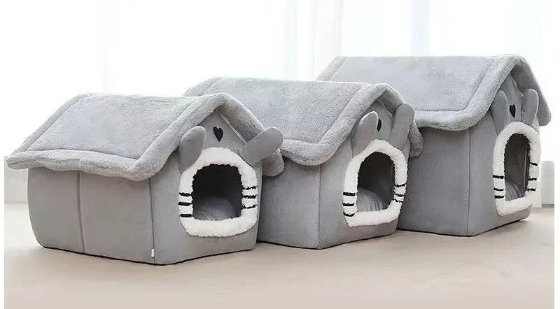 Indoor Warm Dog House Tent Bed for Small Dogs & Cats – Removable Washable Cushion All-Season Pet Kennel
