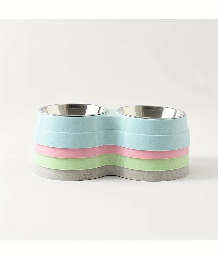 Double Stainless Steel Pet Bowls with Non-Slip Base (Food & Water)