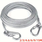 Double-Headed Dog Tie Out Cable Leash – Heavy Duty Steel Wire Outdoor Training Traction Rope