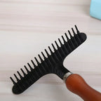 Pet Undercoat Rake Deshedding Tool | Wooden Handle Dog & Cat Grooming Brush
