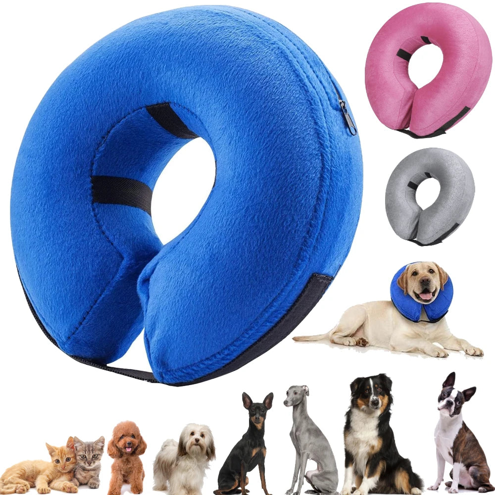 Inflatable Dog Recovery Collar – Soft Protective After Surgery E-Collar for Dogs and Cats
