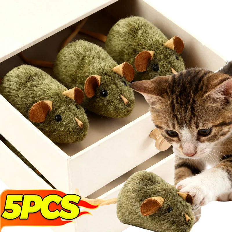 Interactive Mouse Plush Cat Toy – Squeaky Bite-Resistant Kitten Chew Toy