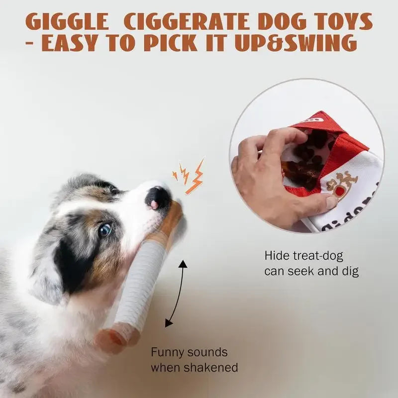 Funny Cigarette Plush Dog Toy – Interactive Squeaky Chew & Teething Toy