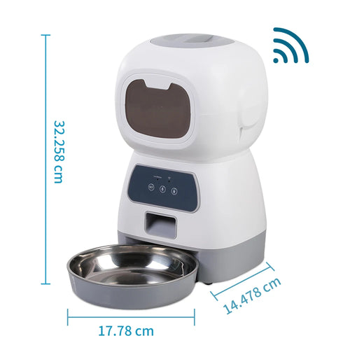 3.5L Smart WiFi Automatic Pet Feeder for Cats & Dogs – Timed Portion Control Food Dispenser with Voice Recording, App Control & Stainless Steel Bowl