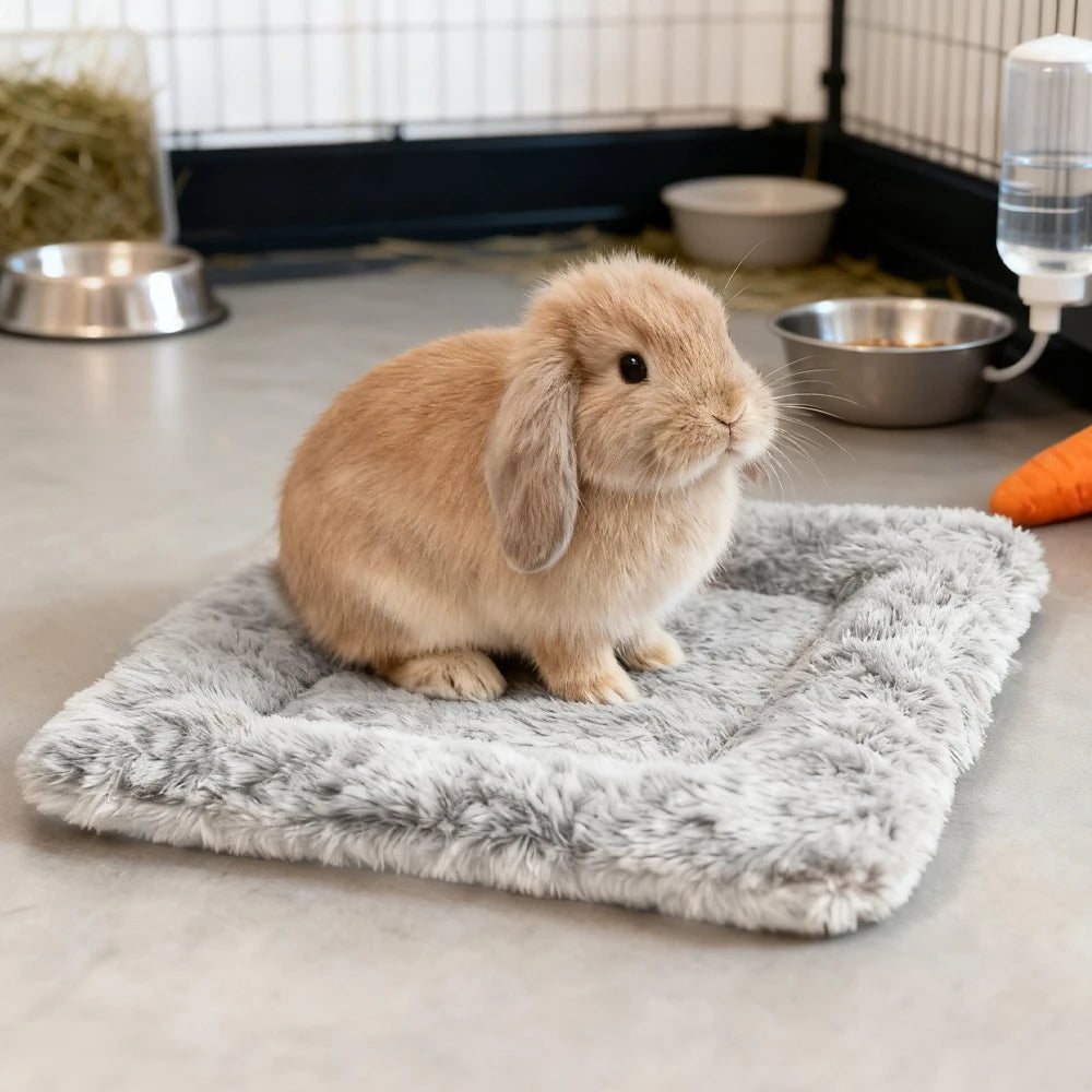 Reversible Plush Winter Pet Bed Mat for Small Animals | Soft Warm Sleeping Pad for Hamsters, Rabbits and Cats