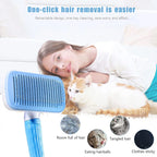 Dog & Cat Grooming Brush – Stainless Steel Pet Hair Remover & Deshedding Comb